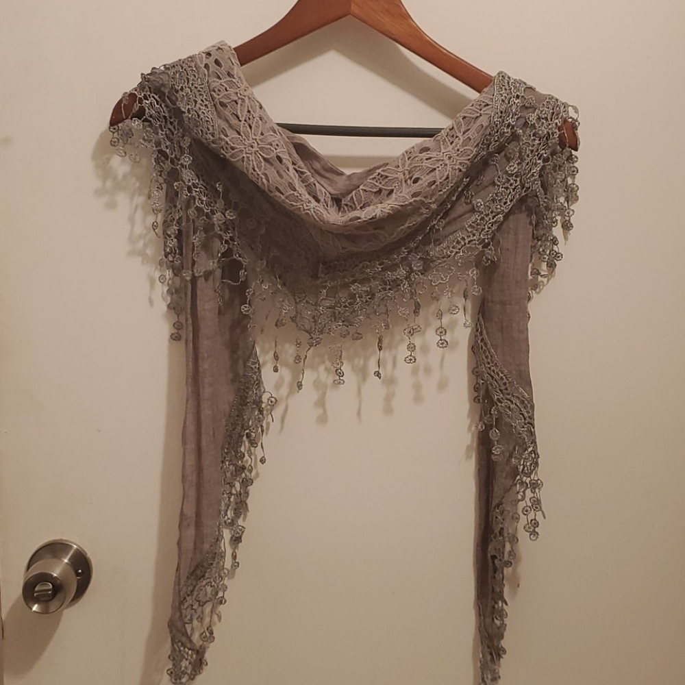 Grey boho scarf